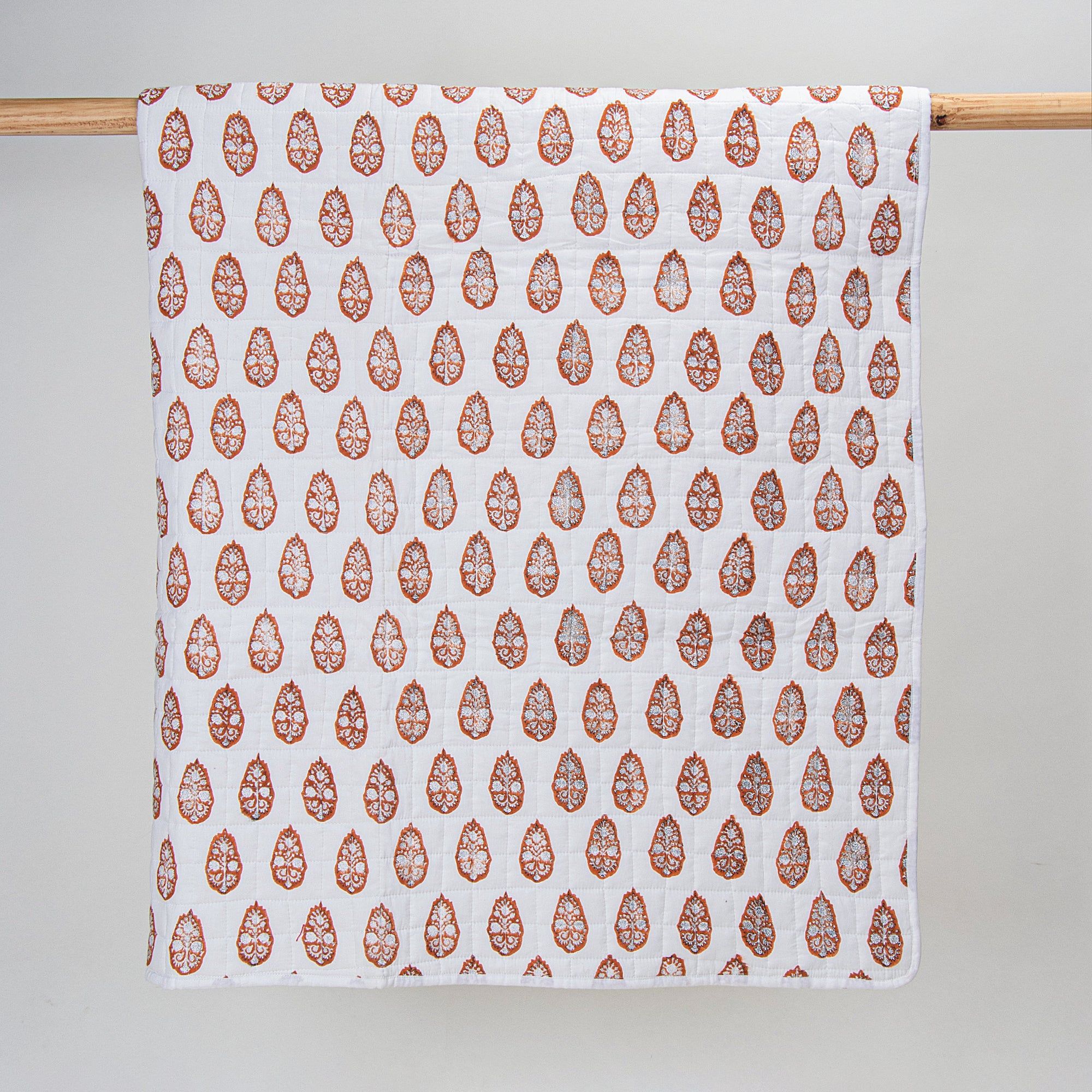 Brown Boota Hand Printed Cotton Baby Blankets For Winter 091
